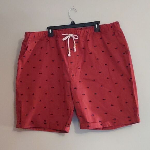 New YTD Men's 3XL Red Pull on‎ Drawstring Shorts Crocodile Print - Picture 1 of 7